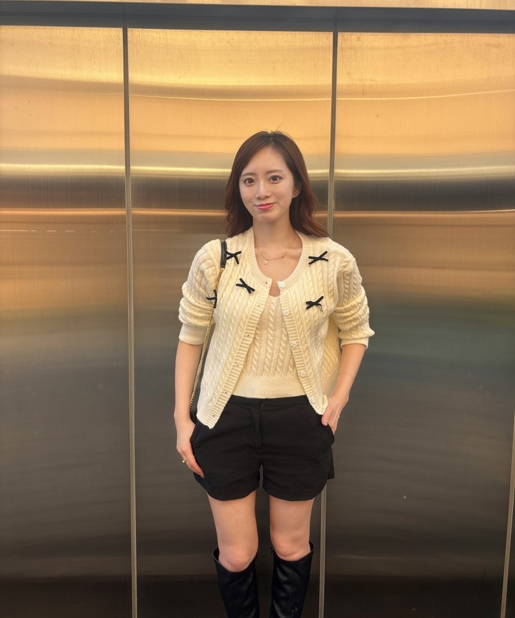 리본 꽈배기 가디건 나시세트 아이보리