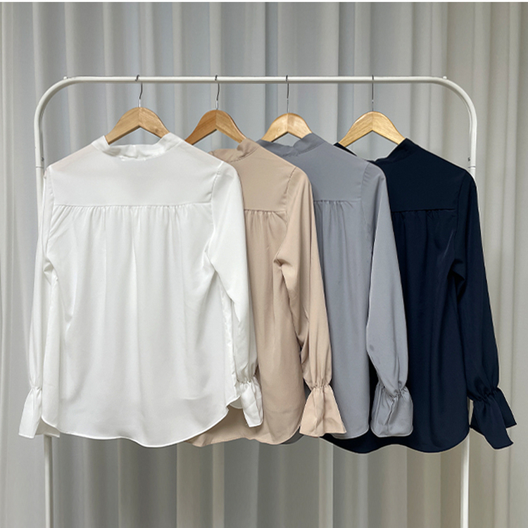 아델 타이 찰랑 리본 셔링 블라우스