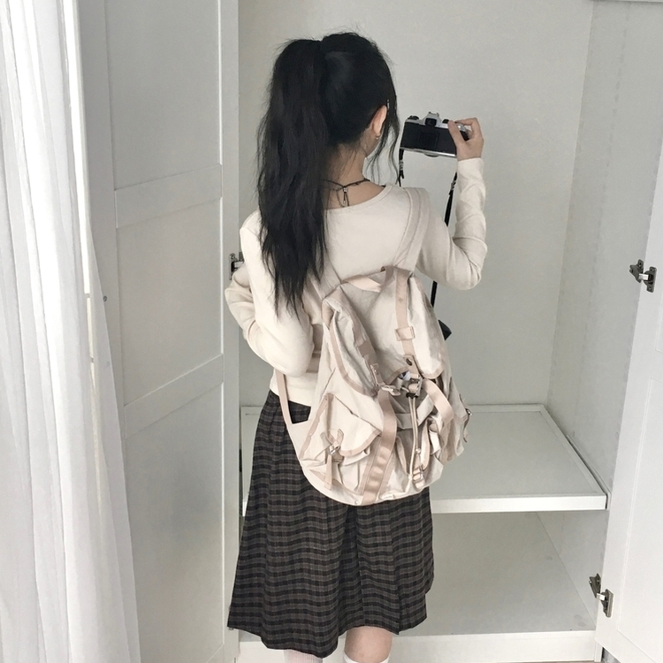 아일렛 레이어드 팬던트 리본 슬림 굴림 긴팔티셔츠