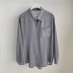 シースルーストライプサイドボタンシャツ