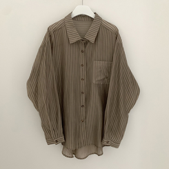 シースルーストライプサイドボタンシャツ