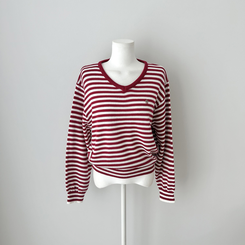 ボーダーVネックニット