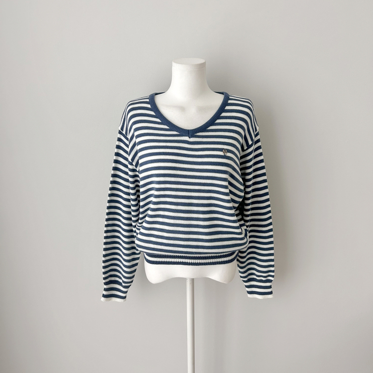 ボーダーVネックニット