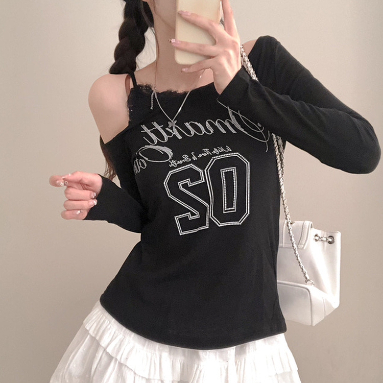 PUTUMAYO オフショルダー Tシャツ ブラック PUTUMAYO オフショルダー Tシャツ ブラック