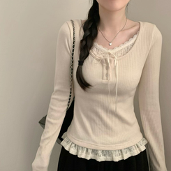 レイヤードリボンインナーニット