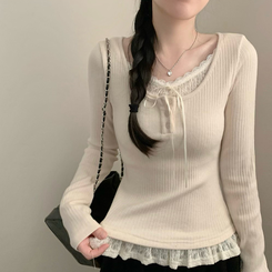 レイヤードリボンインナーニット