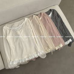 レイヤードリボンインナーニット