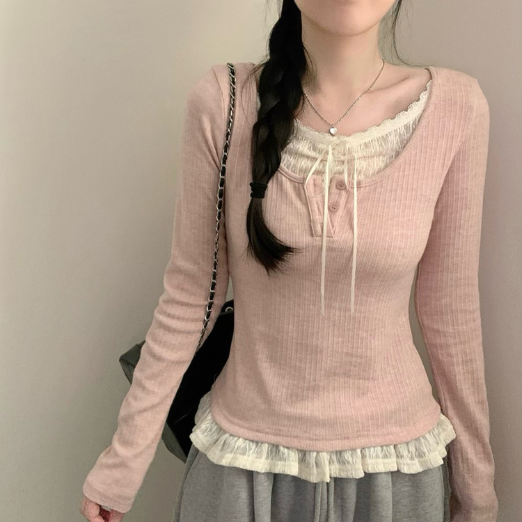 レイヤードリボンインナーニット