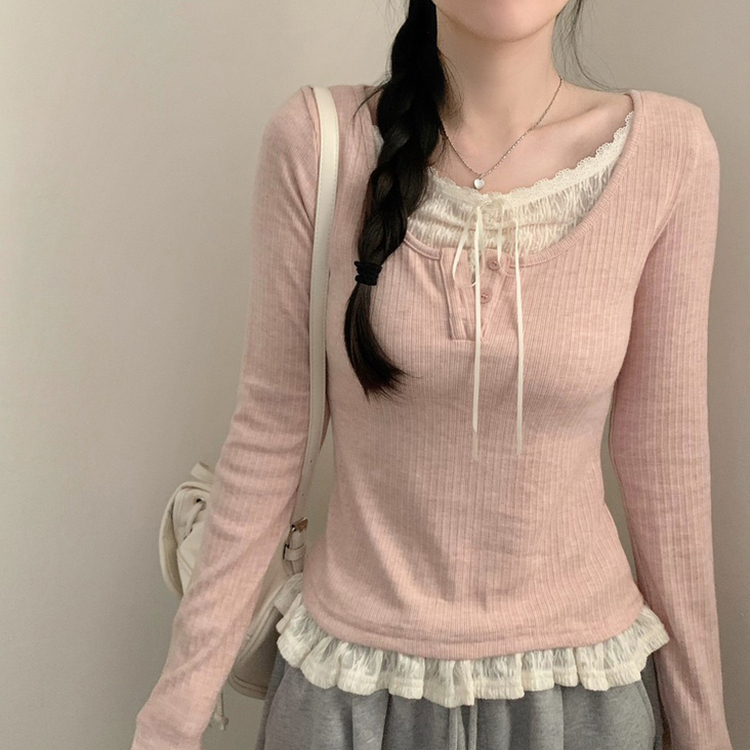 レイヤードリボンインナーニット