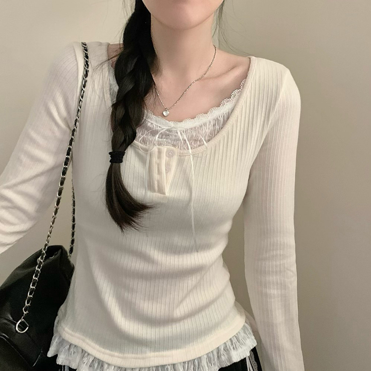 レイヤードリボンインナーニット