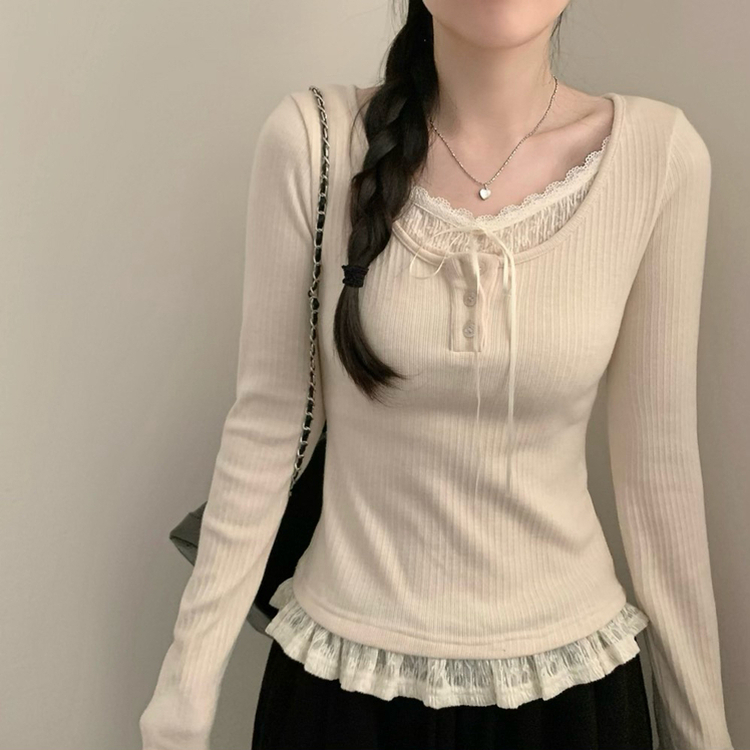 レイヤードリボンインナーニット