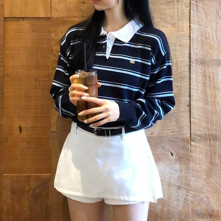 ペンダントストライプTシャツ DARK BLUE