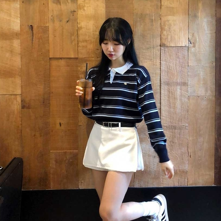 ペンダントストライプTシャツ DARK BLUE