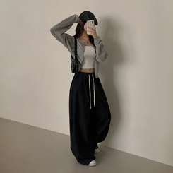 【丈別】バンディングデニムパンツ BLACK