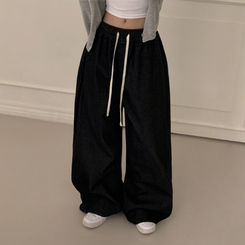 【丈別】バンディングデニムパンツ BLACK