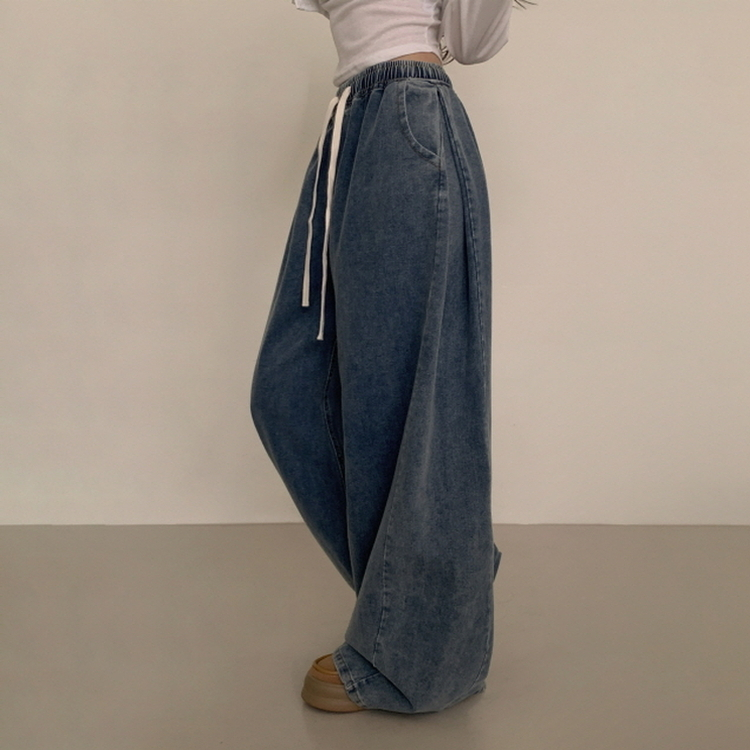 【丈別】バンディングデニムパンツ MID DENIM