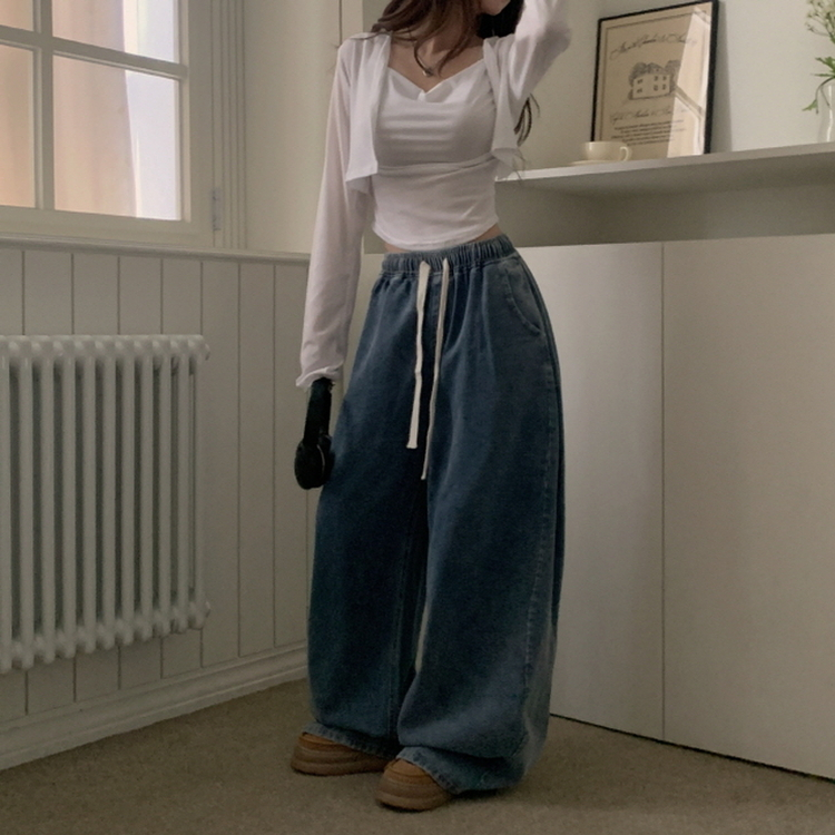 【丈別】バンディングデニムパンツ MID DENIM