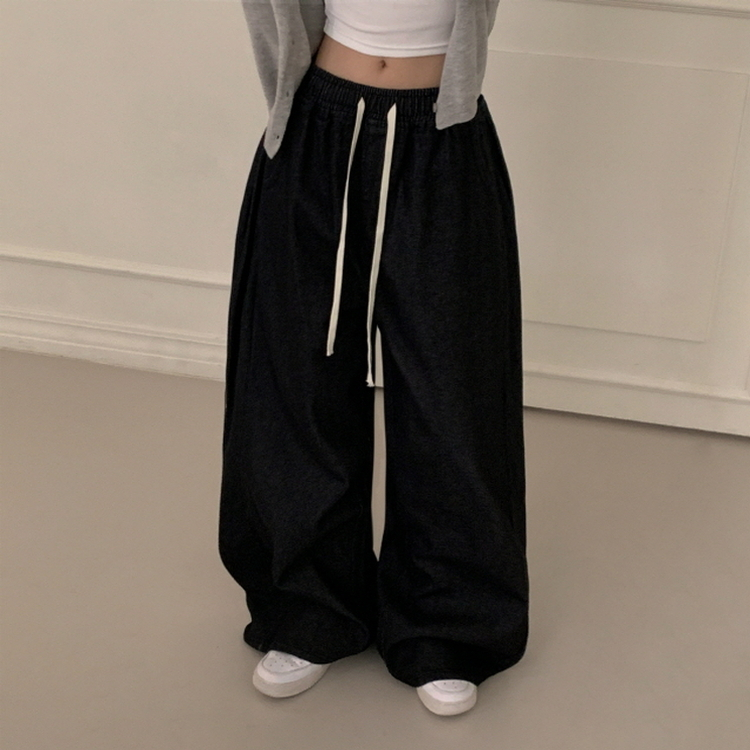 【丈別】バンディングデニムパンツ BLACK