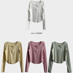 ラウンドボタン長袖Tシャツ(7color)