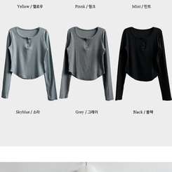 ラウンドボタン長袖Tシャツ(7color)