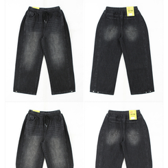 【丈別】]サイドピンタックスナップデニムワイドパンツ(6color)