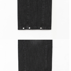 【丈別】]サイドピンタックスナップデニムワイドパンツ(6color)