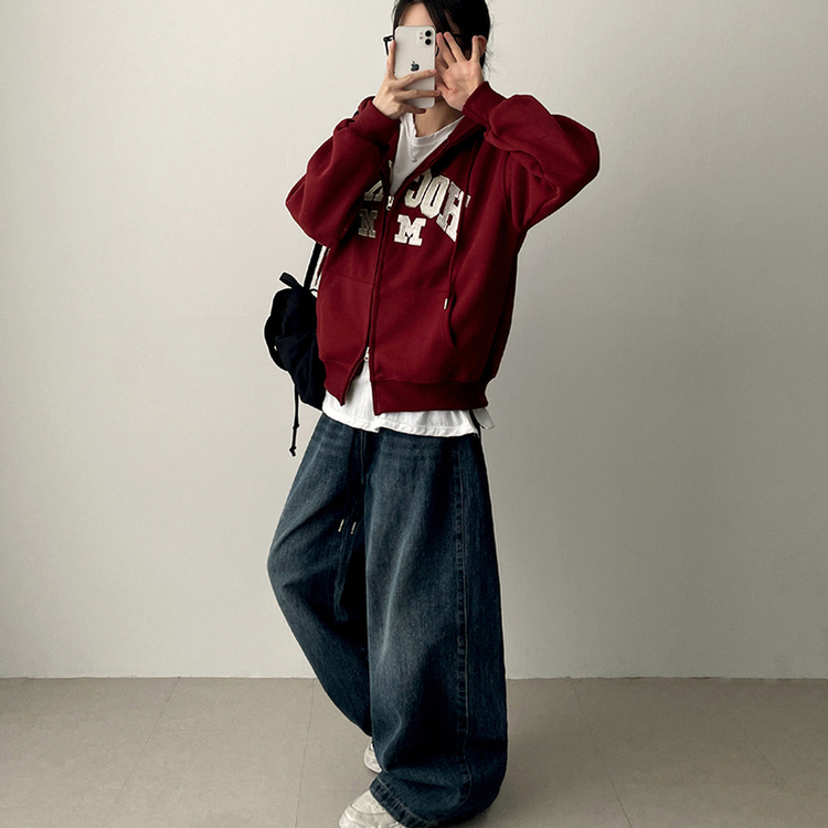 【丈別】]サイドピンタックスナップデニムワイドパンツ(6color) MID DENIM