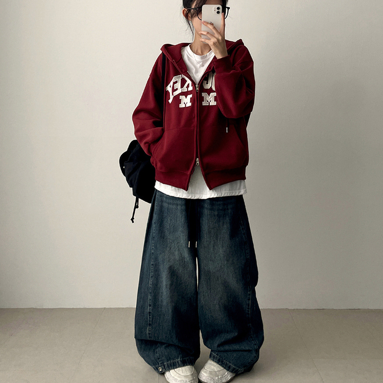 【丈別】]サイドピンタックスナップデニムワイドパンツ(6color) MID DENIM