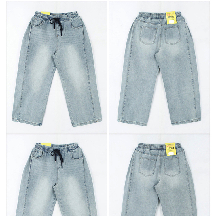 【丈別】]サイドピンタックスナップデニムワイドパンツ(6color)