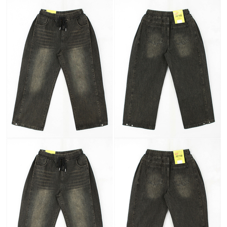 【丈別】]サイドピンタックスナップデニムワイドパンツ(6color)