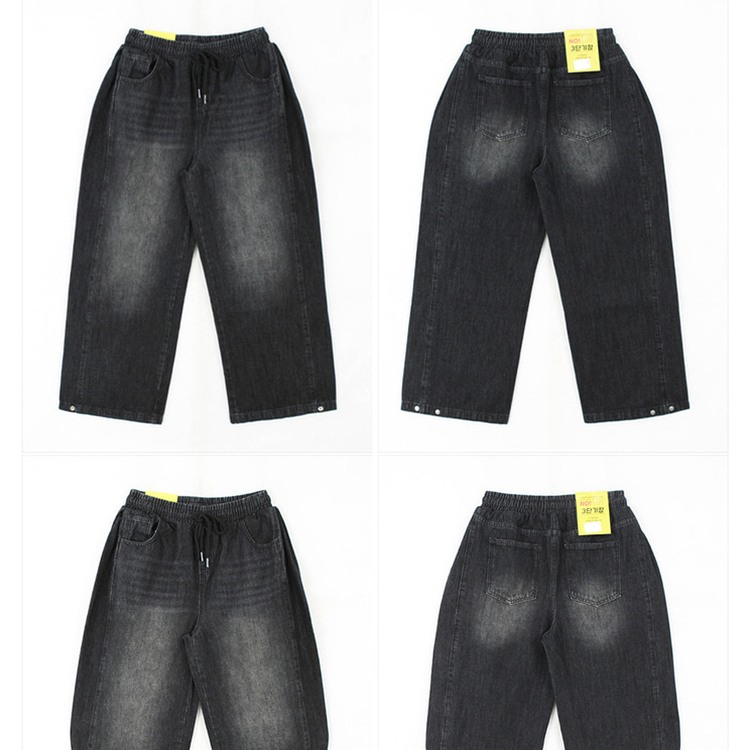 【丈別】]サイドピンタックスナップデニムワイドパンツ(6color)