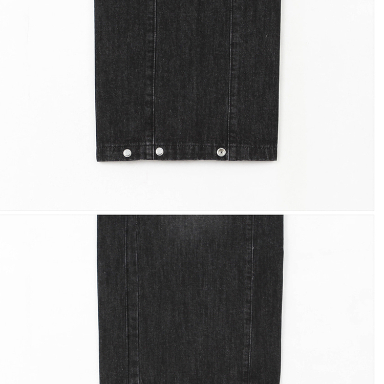 【丈別】]サイドピンタックスナップデニムワイドパンツ(6color)