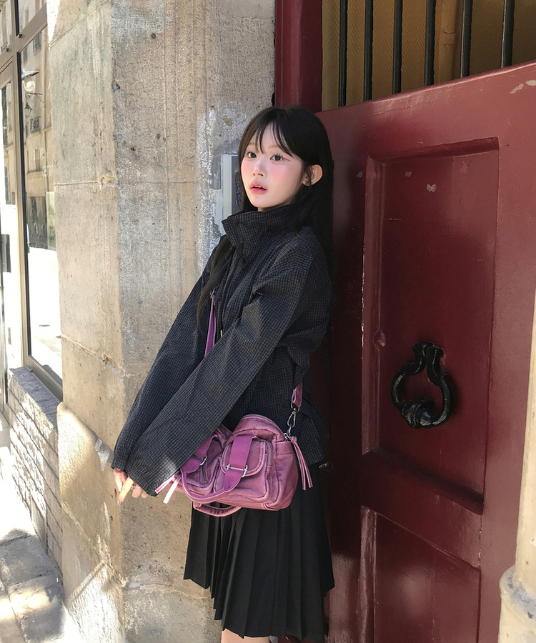 루체 체크 바람막이 자켓