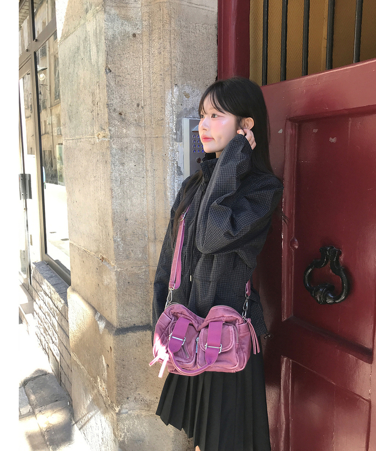 루체 체크 바람막이 자켓