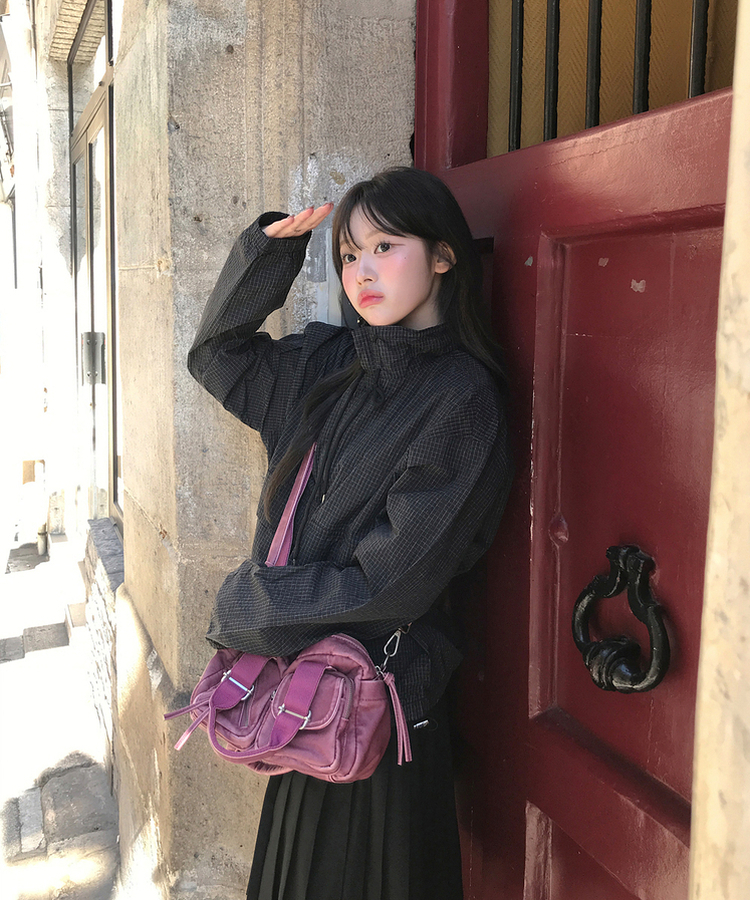 루체 체크 바람막이 자켓