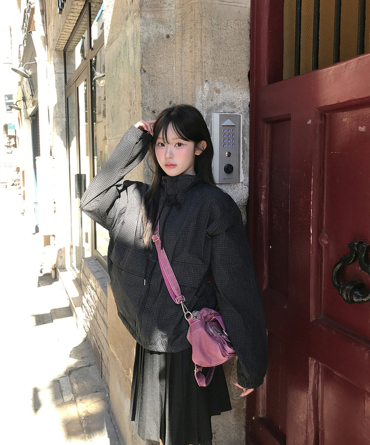 루체 체크 바람막이 자켓