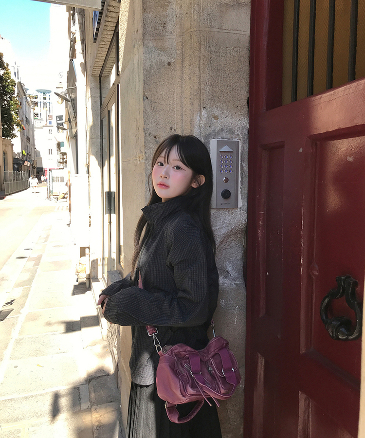 루체 체크 바람막이 자켓