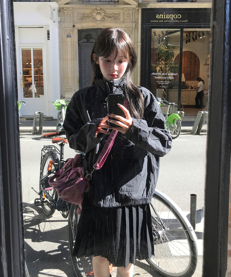 루체 체크 바람막이 자켓