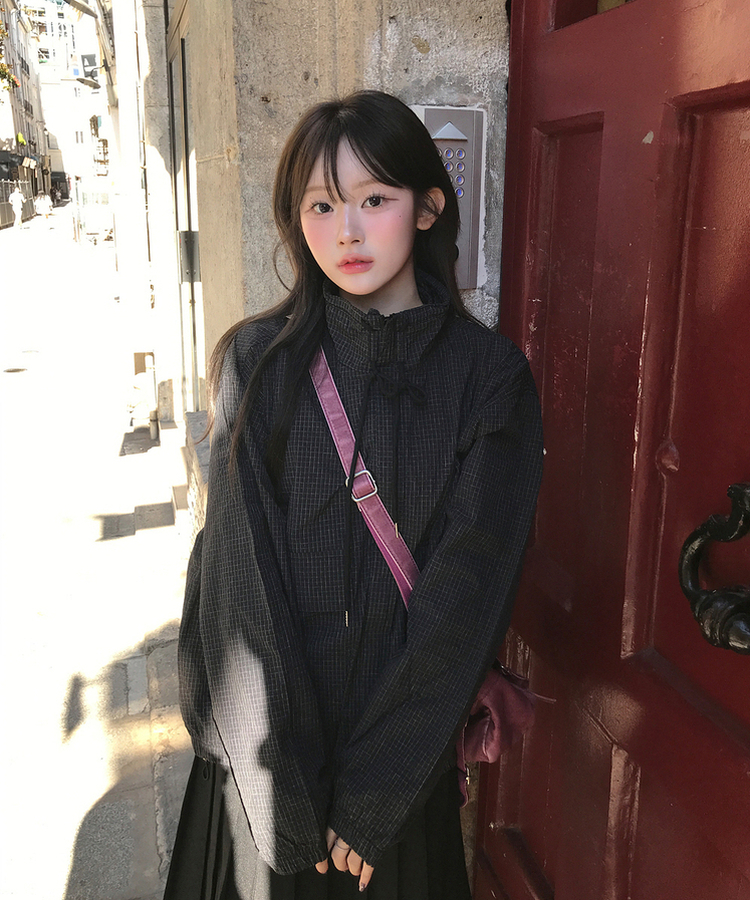 루체 체크 바람막이 자켓