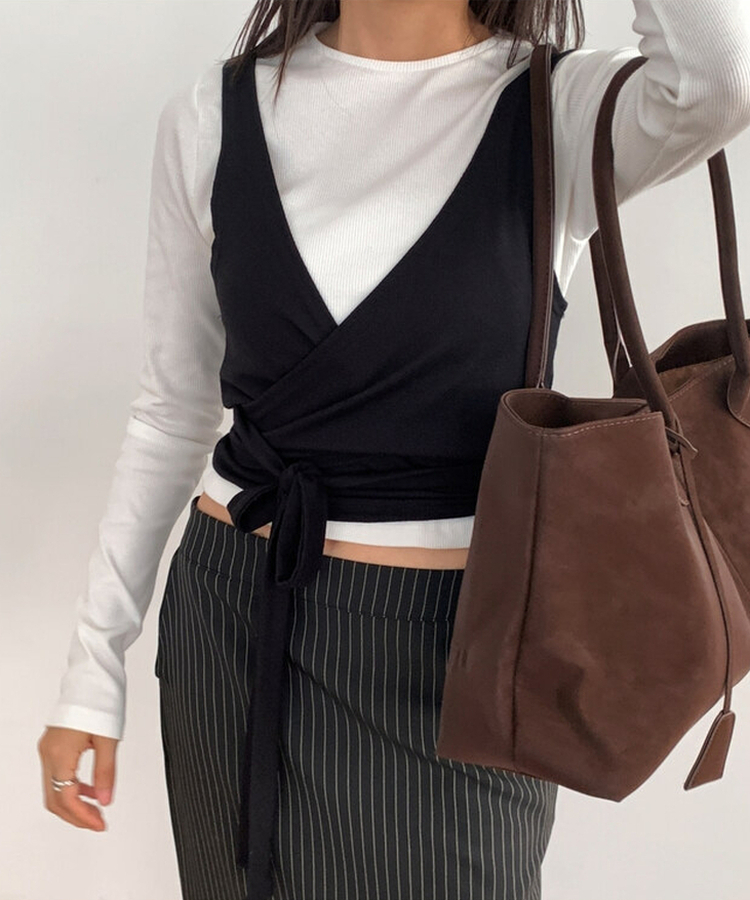 シャーリングラップビスチェ｜ベスト｜韓国ファッション通販 SONA