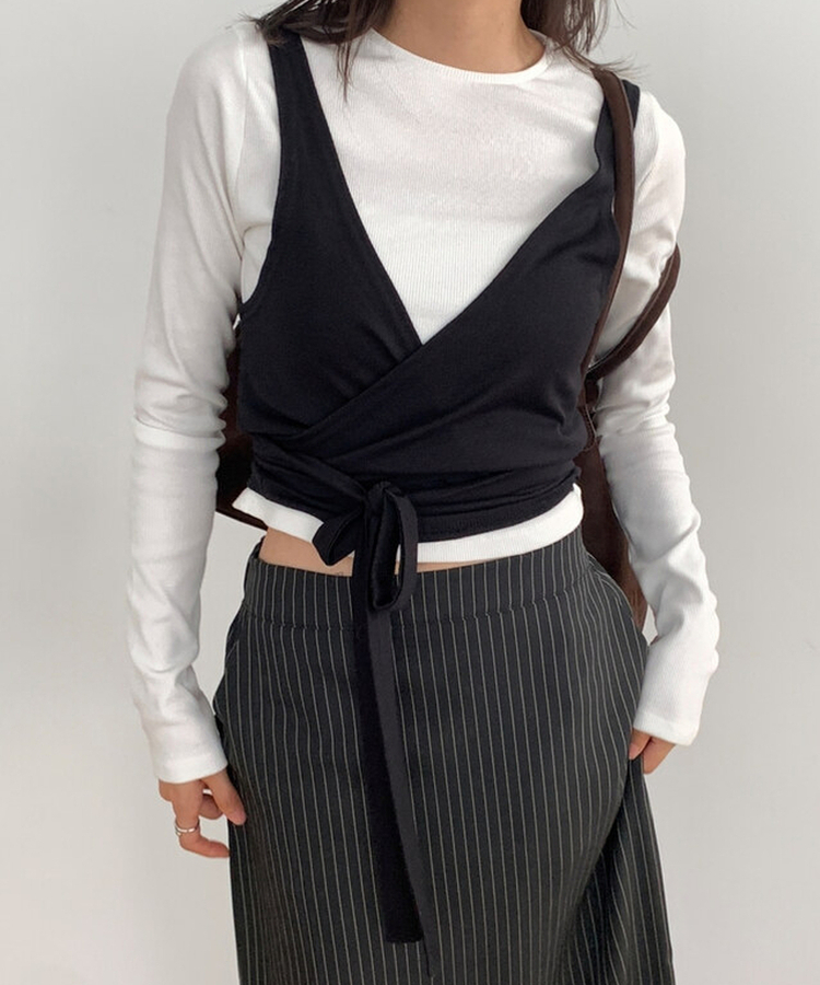 シャーリングラップビスチェ｜ベスト｜韓国ファッション通販 SONA