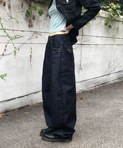 スタッドポケットワイドデニムパンツ DENIM