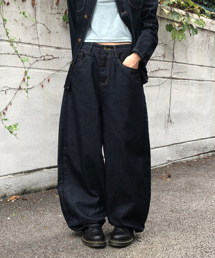 スタッドポケットワイドデニムパンツ DENIM
