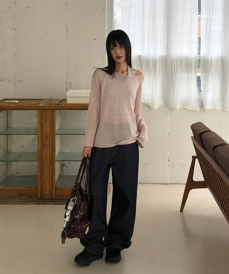 スタッドポケットワイドデニムパンツ DENIM