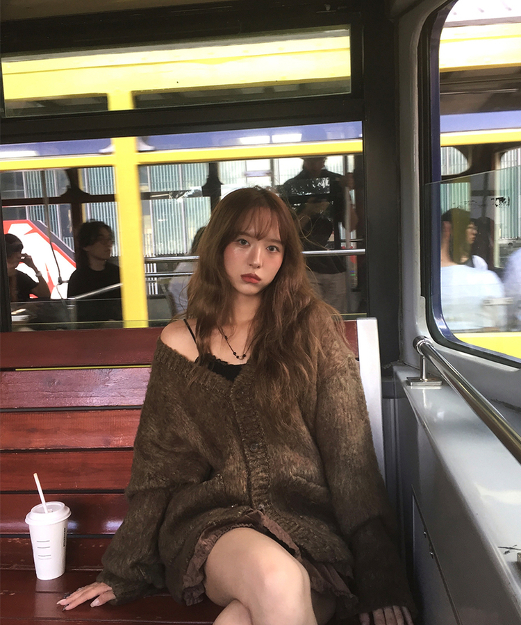 포레스트 오버 루즈 가디건 브라운