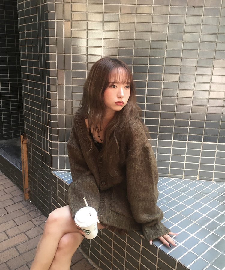 포레스트 오버 루즈 가디건 브라운