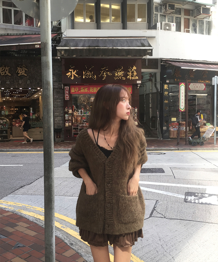 포레스트 오버 루즈 가디건 브라운