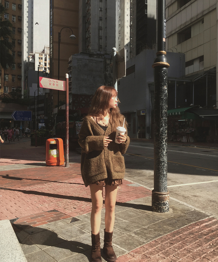 포레스트 오버 루즈 가디건 브라운