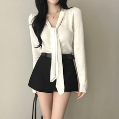 【タイ付き】ロイヤルVネックニット(5color) IVORY