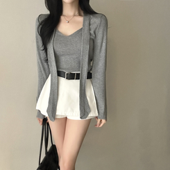 【タイ付き】ロイヤルVネックニット(5color) GREY